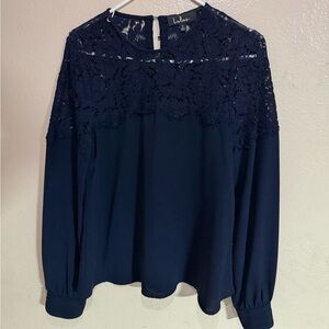 Lulu's Midnight Blue Lace Blouse